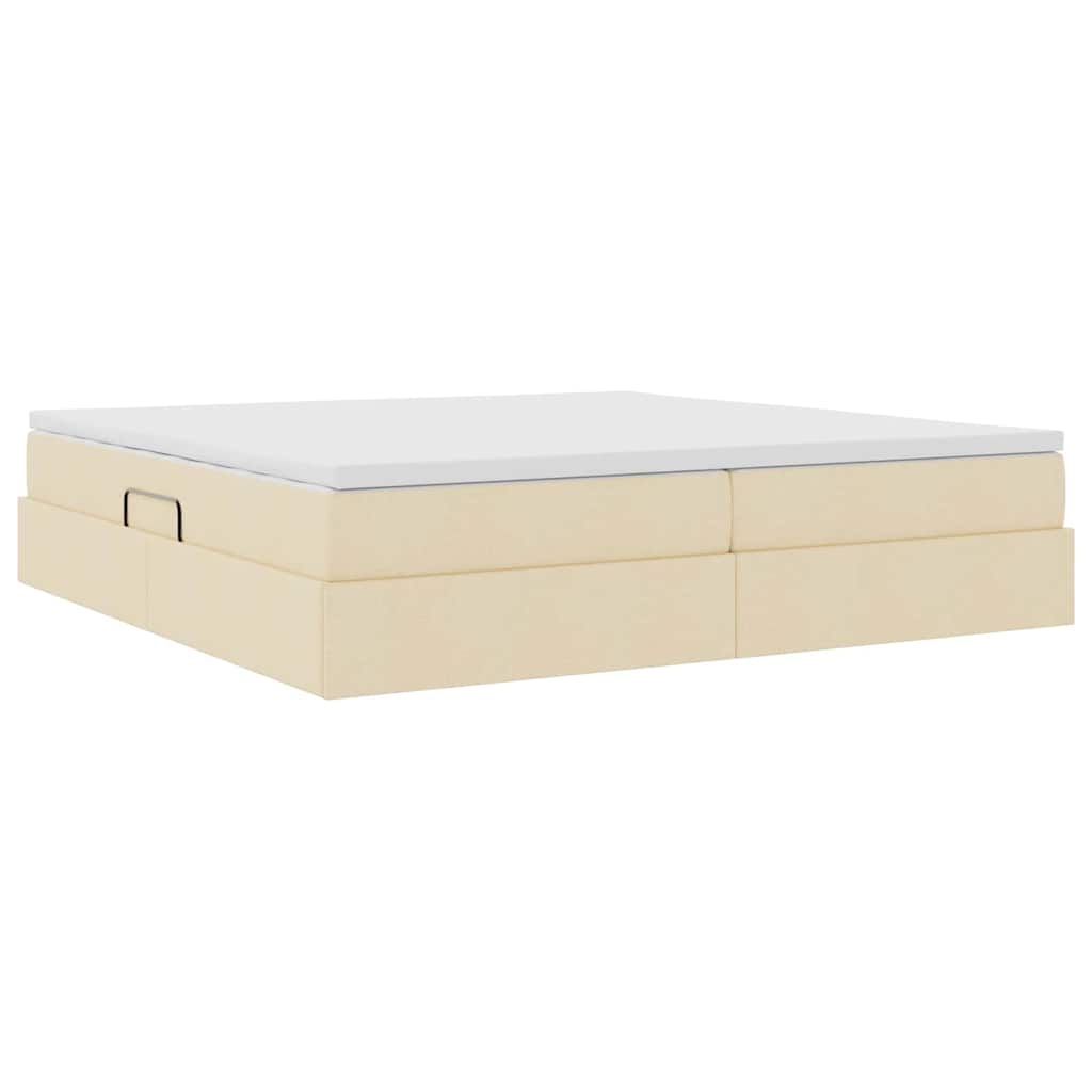 vidaXL Κρεβάτι με αποθηκευτικό χώρο και στρώμα Κρεμ 200 x 200 cm