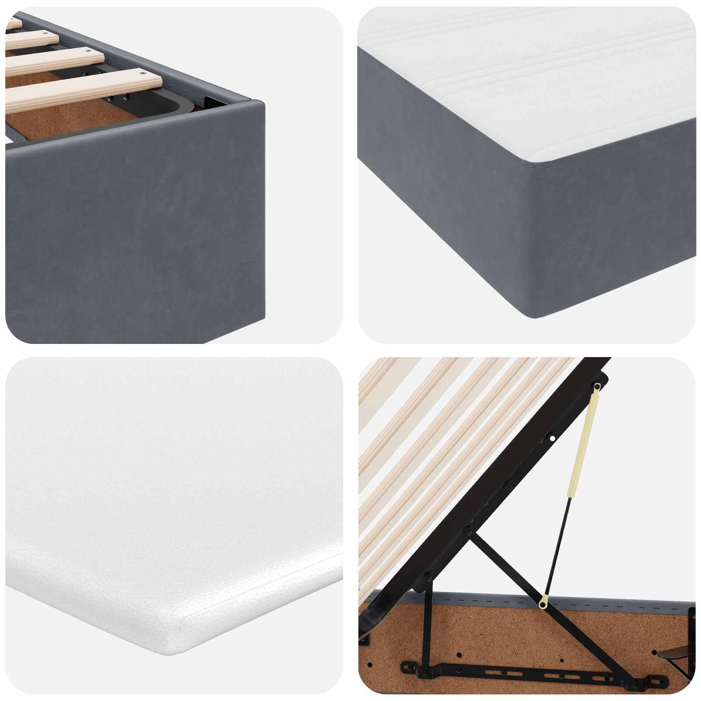 vidaXL Κρεβάτι με αποθηκευτικό χώρο και στρώμα Σκούρο Γκρι 90 x 190 cm