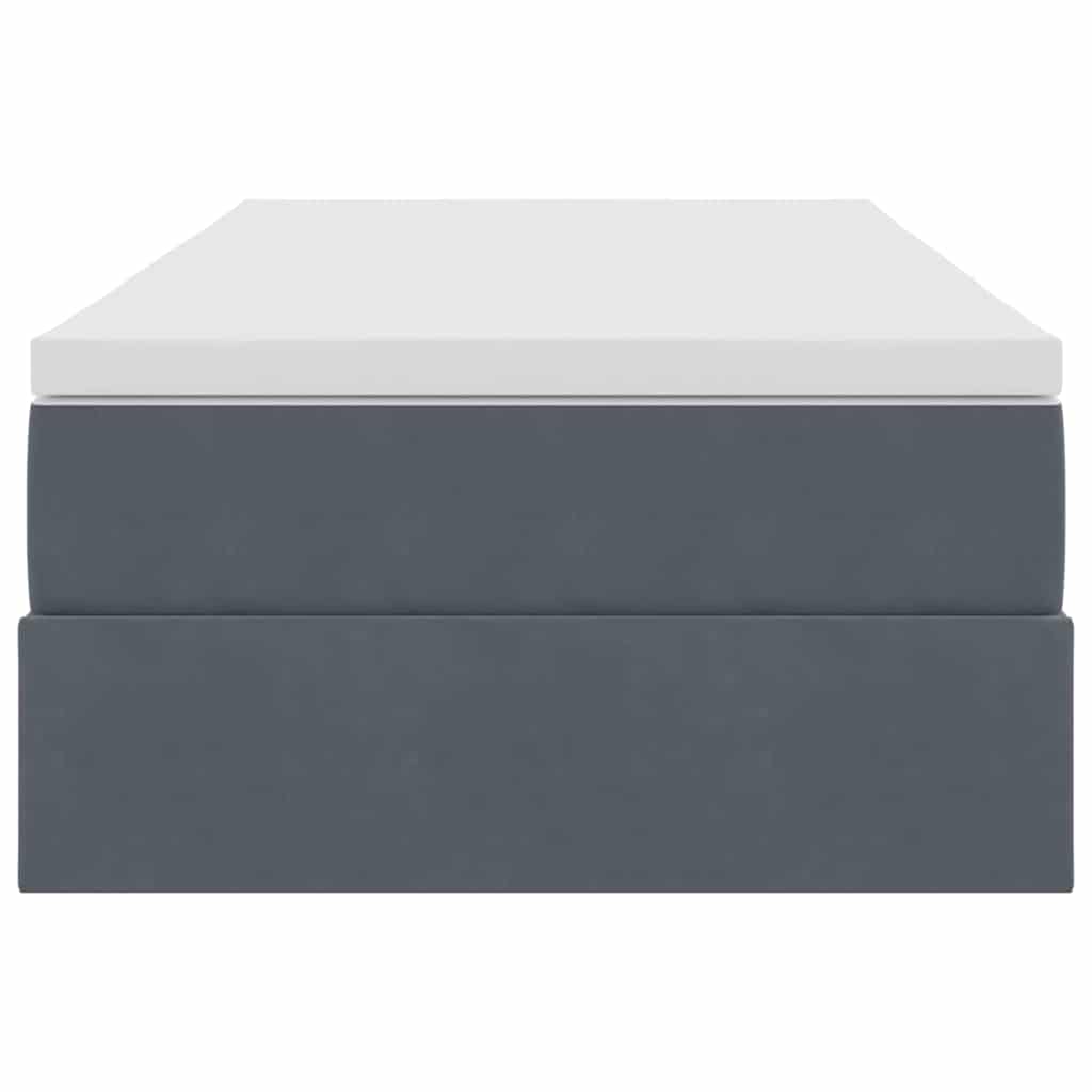vidaXL Κρεβάτι με αποθηκευτικό χώρο και στρώμα Σκούρο Γκρι 90 x 190 cm