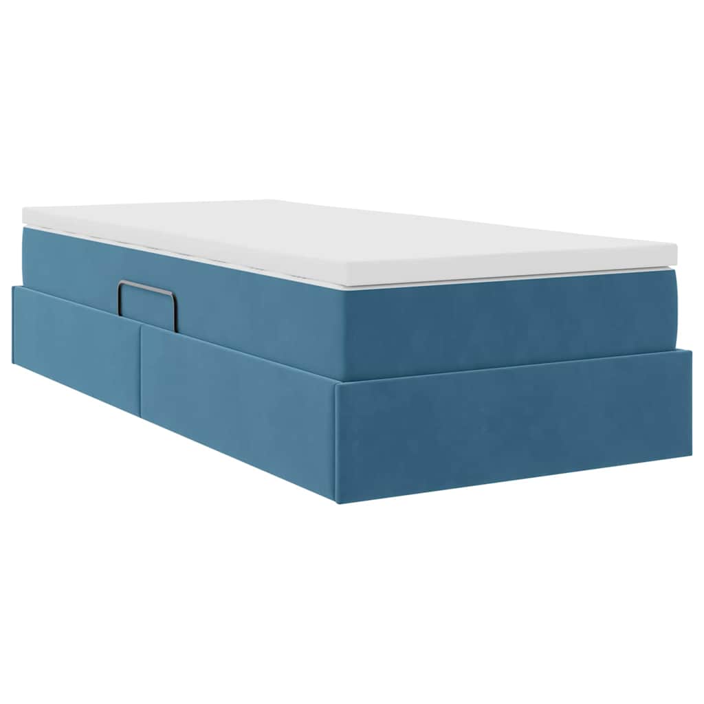 vidaXL Κρεβάτι με αποθηκευτικό χώρο και στρώμα Σκούρο Μπλε 90 x 190 cm