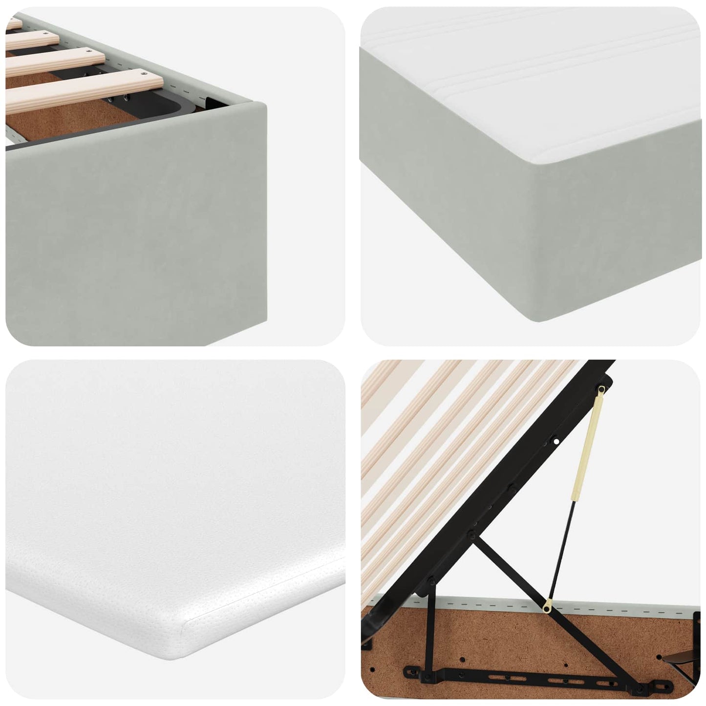 vidaXL Κρεβάτι με αποθηκευτικό χώρο και στρώμα με στρώμα Ανοιχτό γκρι