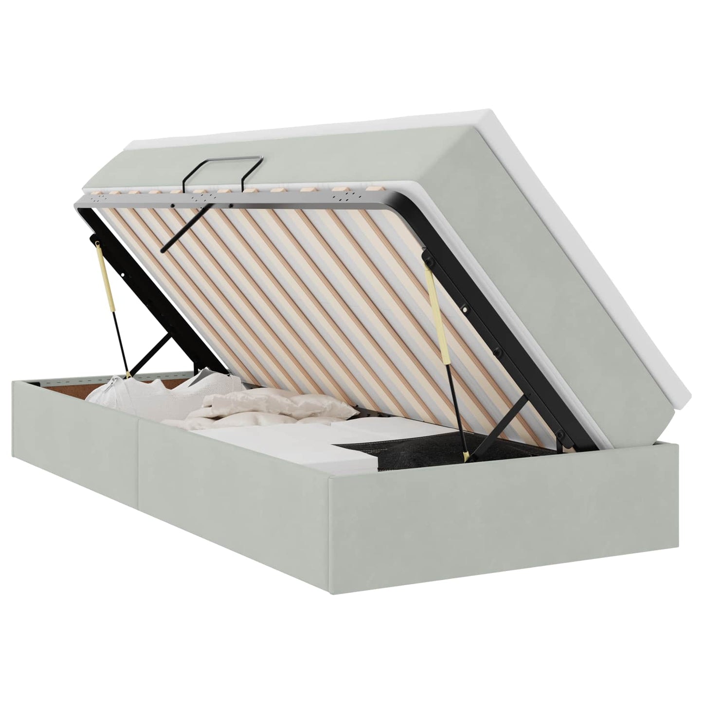 vidaXL Κρεβάτι με αποθηκευτικό χώρο και στρώμα με στρώμα Ανοιχτό γκρι
