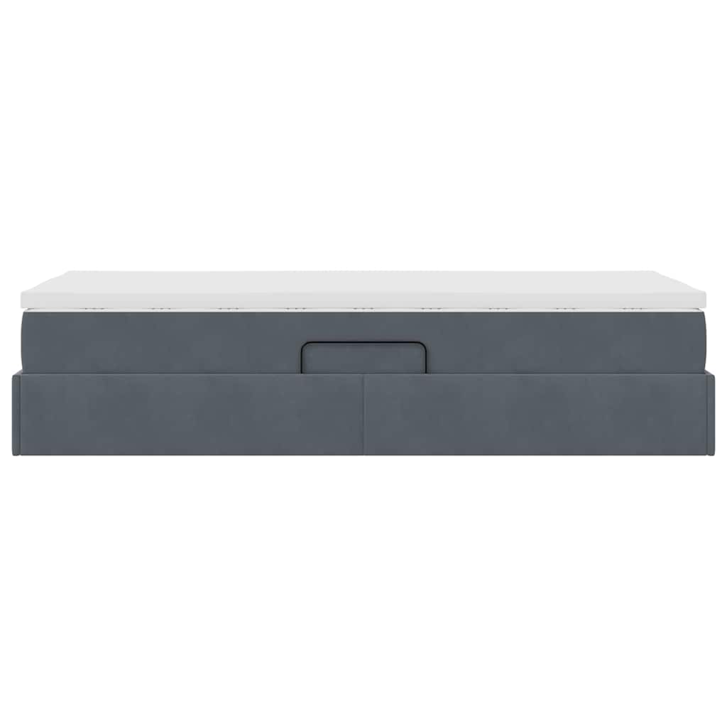 vidaXL Κρεβάτι με αποθηκευτικό χώρο και στρώμα Σκούρο Γκρι 90 x 200 cm