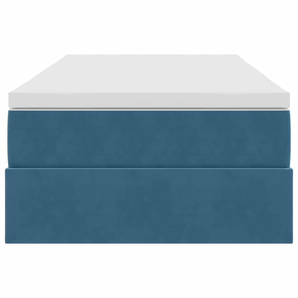 vidaXL Κρεβάτι με αποθηκευτικό χώρο και στρώμα Σκούρο Μπλε 90 x 200 cm