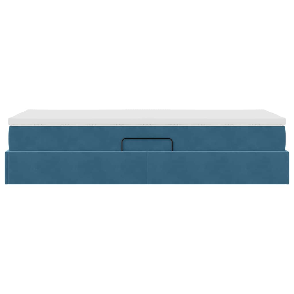vidaXL Κρεβάτι με αποθηκευτικό χώρο και στρώμα Σκούρο Μπλε 90 x 200 cm