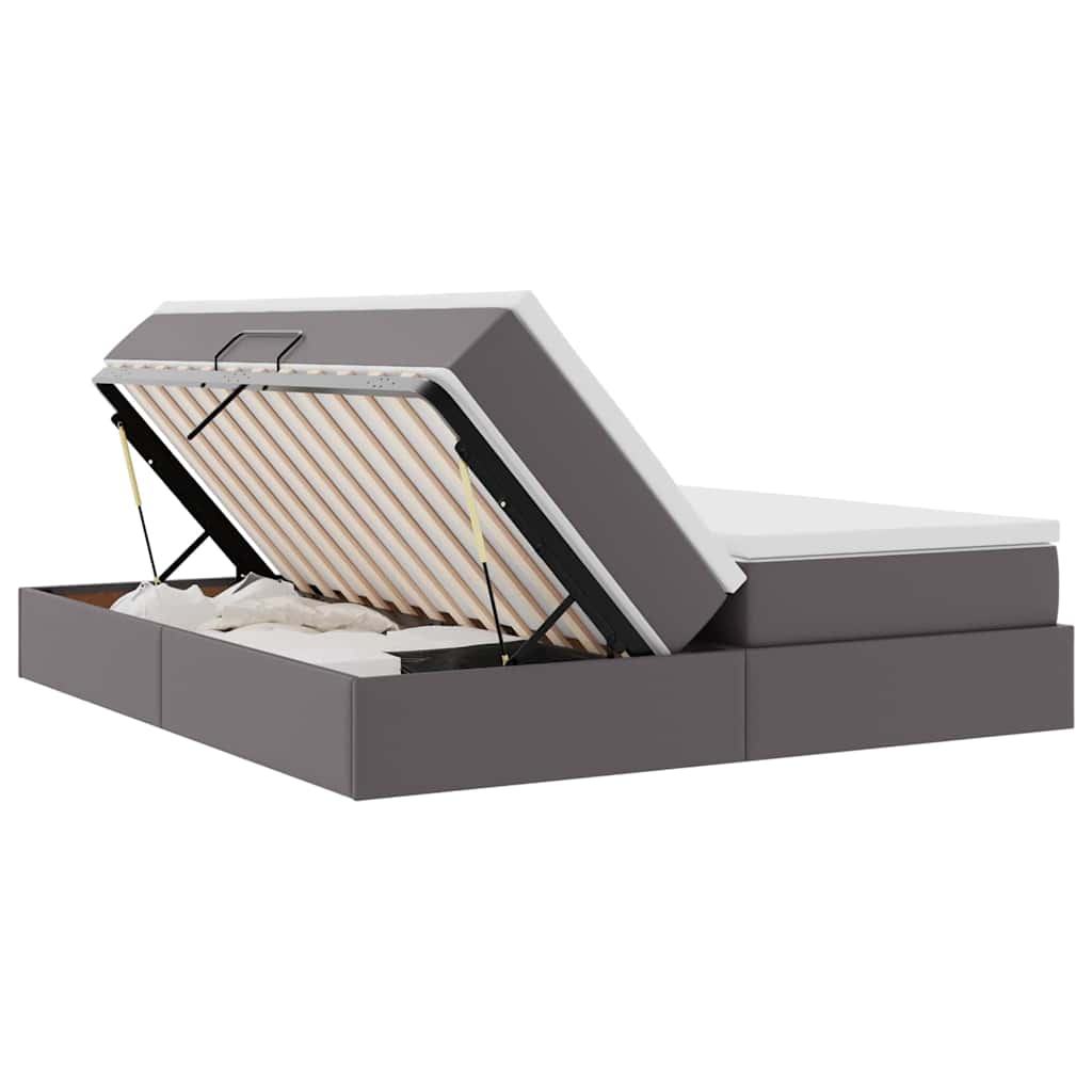 vidaXL Κρεβάτι με αποθηκευτικό χώρο και στρώμα Γκρι 180 x 200 cm