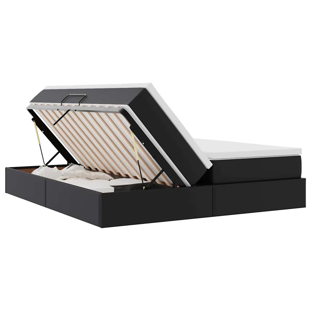 vidaXL Κρεβάτι με αποθηκευτικό χώρο και στρώμα Μαύρο 200 x 200 cm