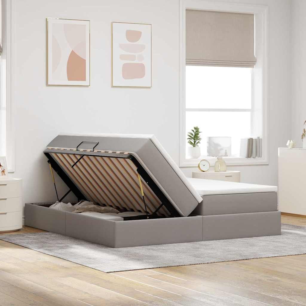 vidaXL Κρεβάτι με αποθηκευτικό χώρο και στρώμα Taupe 180 x 200 cm