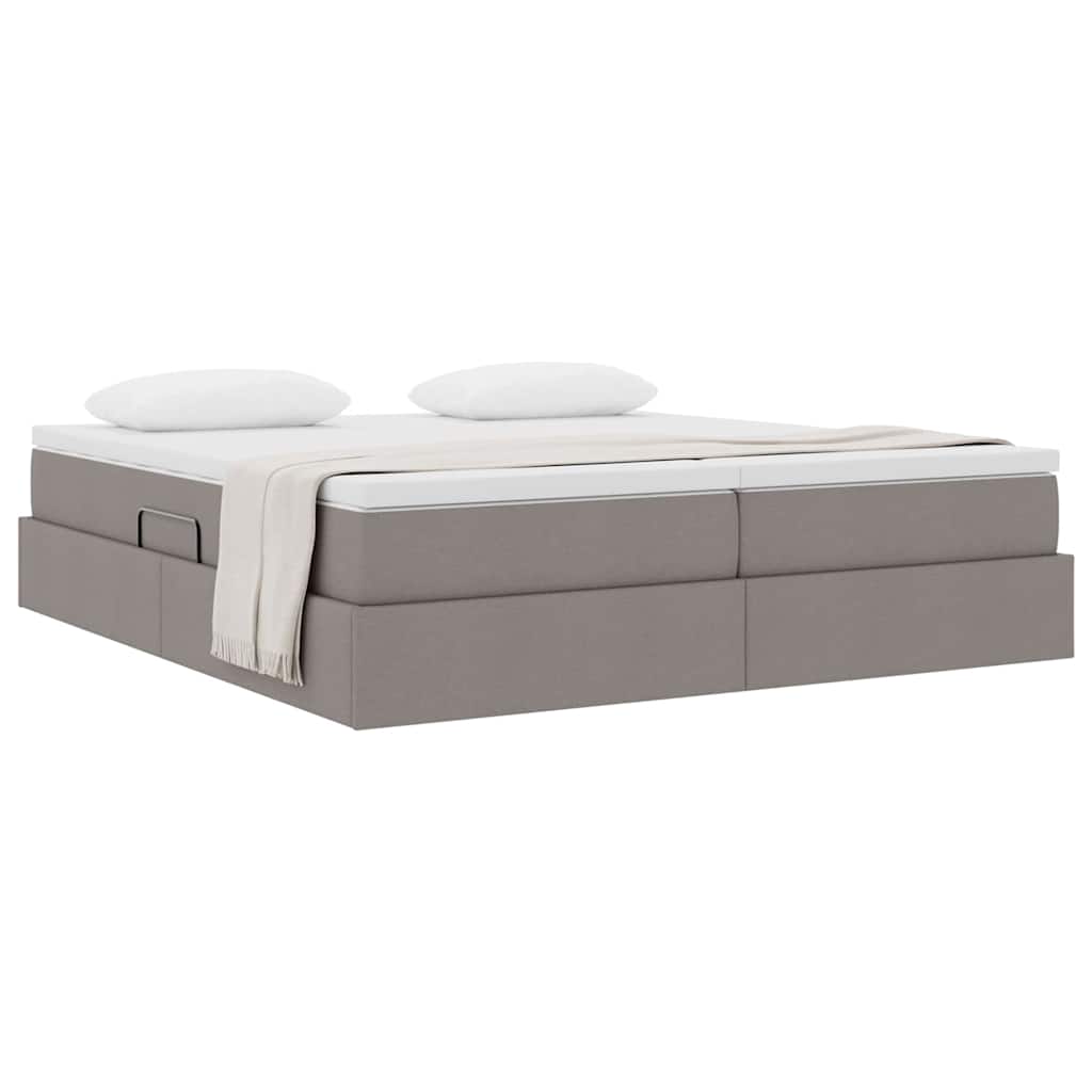 vidaXL Κρεβάτι με αποθηκευτικό χώρο και στρώμα Taupe 180 x 200 cm