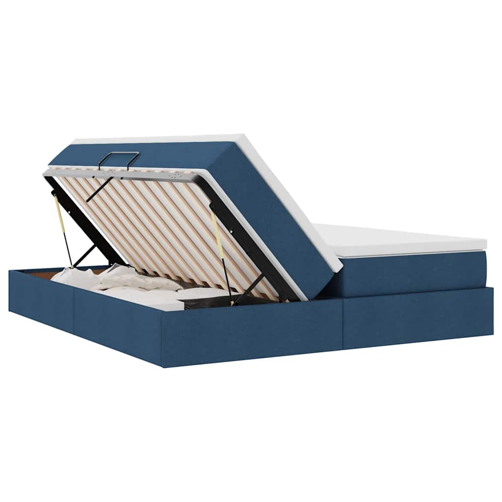 vidaXL Κρεβάτι με αποθηκευτικό χώρο και στρώμα Μπλε 180 x 200 cm