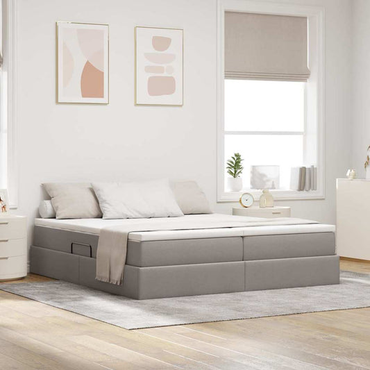 vidaXL Κρεβάτι με αποθηκευτικό χώρο και στρώμα Taupe 200 x 200 cm