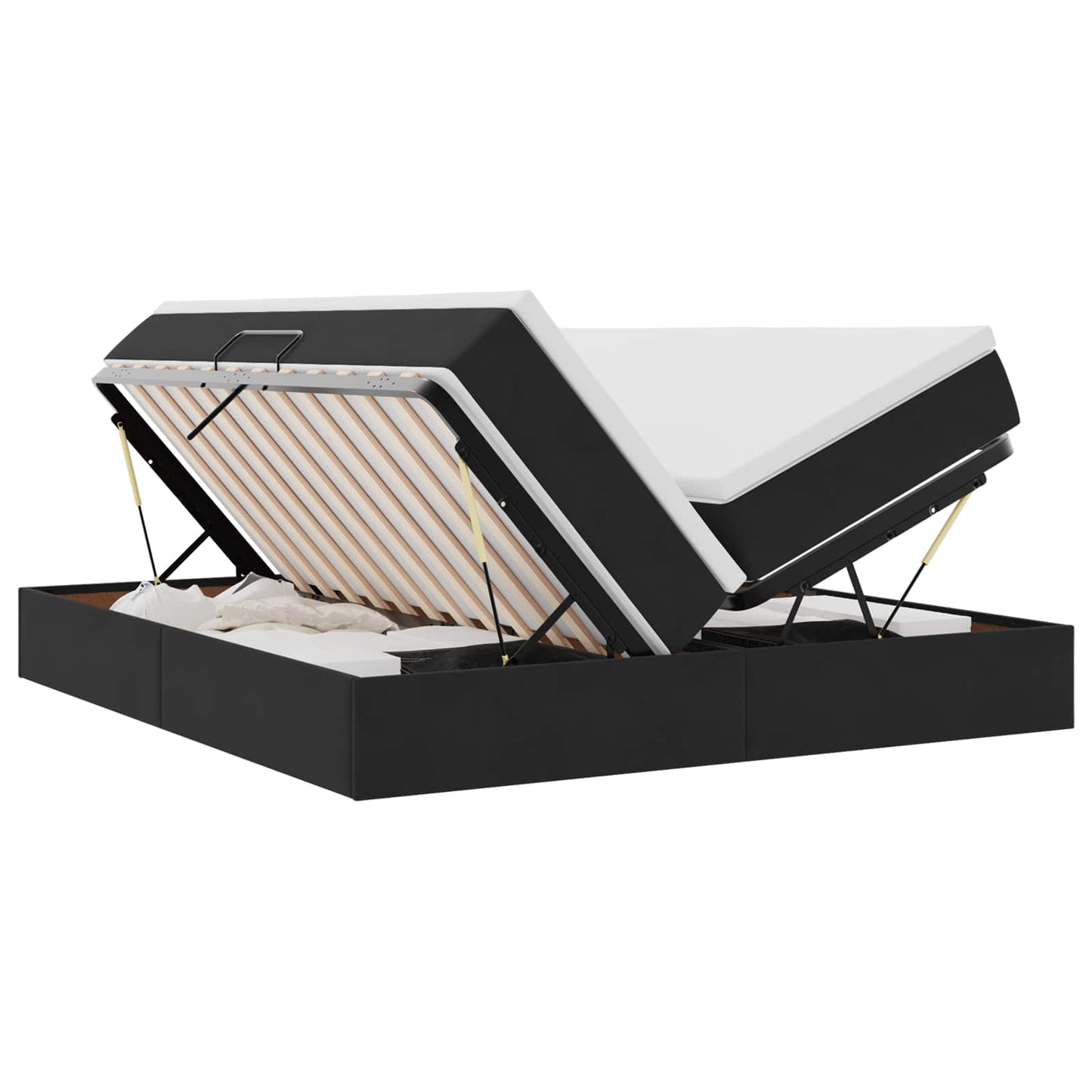 vidaXL Κρεβάτι με αποθηκευτικό χώρο και στρώμα Μαύρο 200 x 200 cm