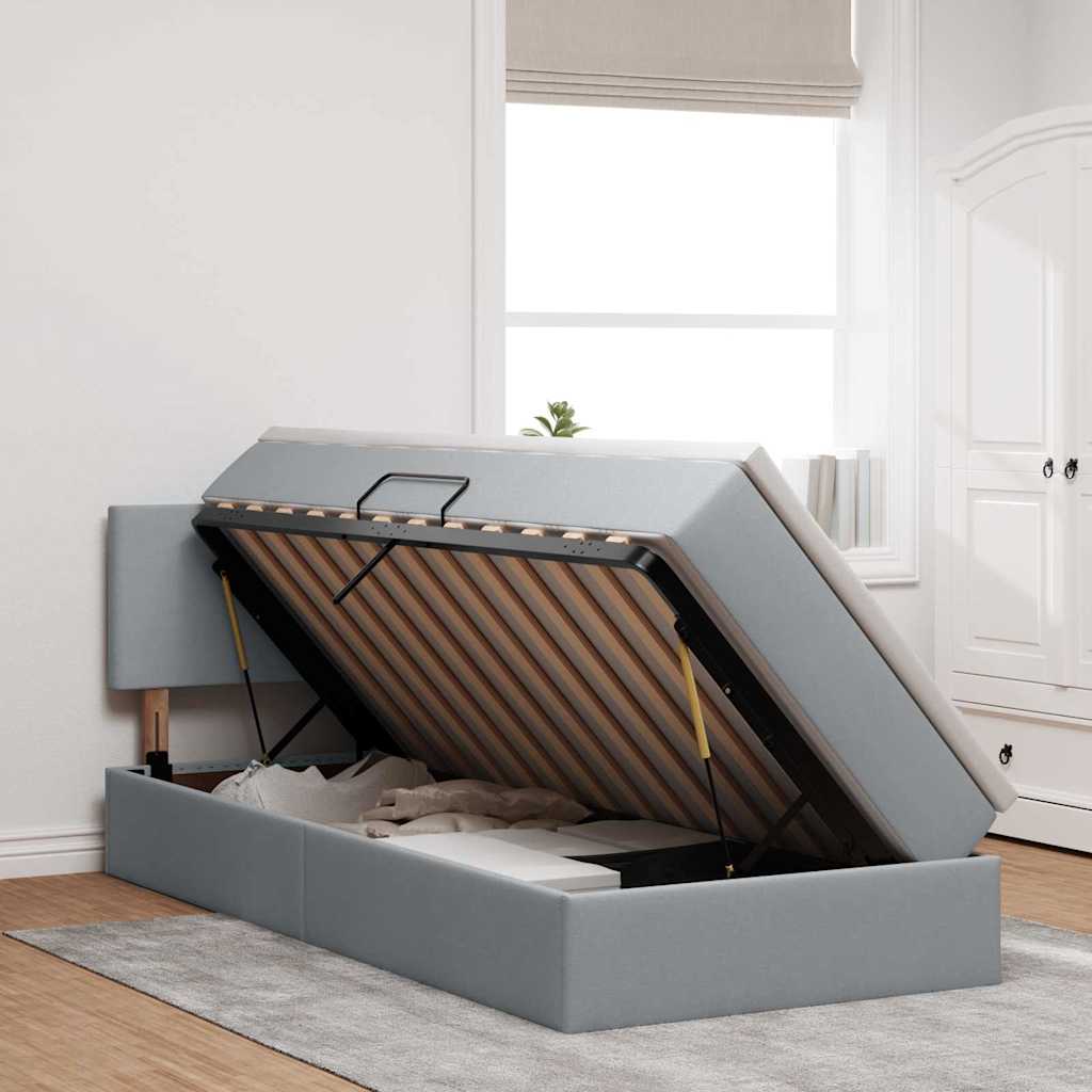 vidaXL Κρεβάτι με αποθηκευτικό χώρο και στρώμα με στρώμα Ανοιχτό γκρι