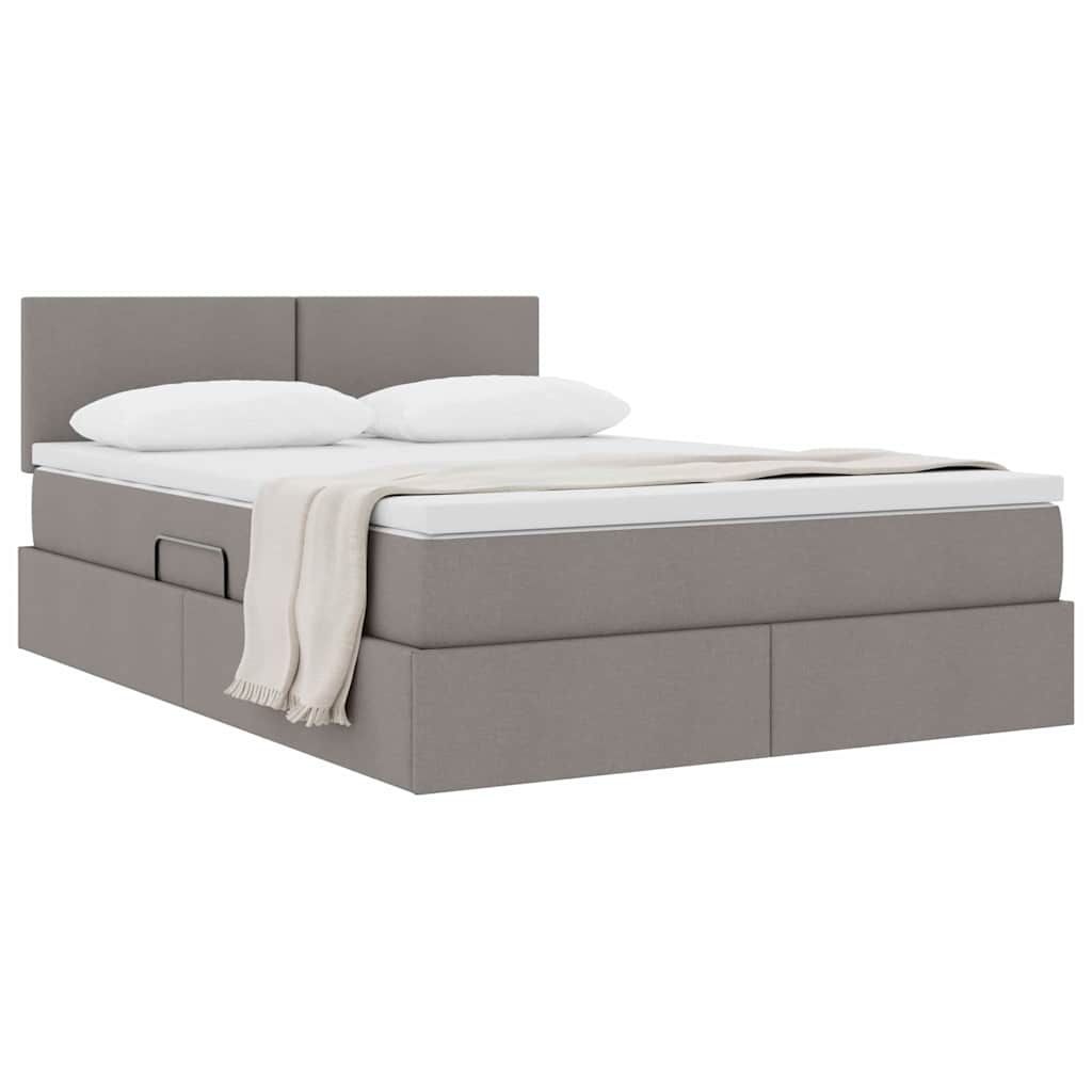 vidaXL Κρεβάτι με αποθηκευτικό χώρο και στρώμα Taupe 140 x 200 cm