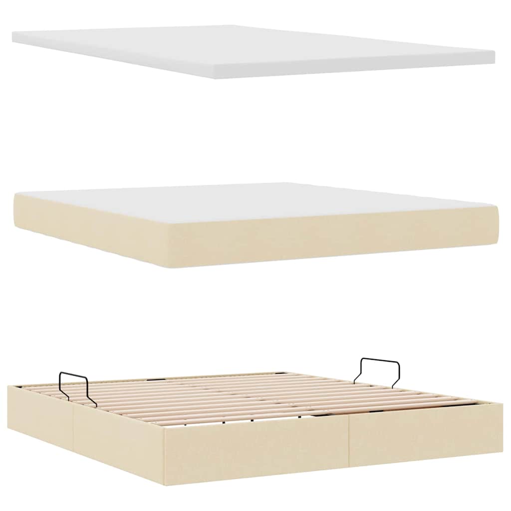 vidaXL Κρεβάτι με αποθηκευτικό χώρο και στρώμα Κρέμ 180 x 200 cm