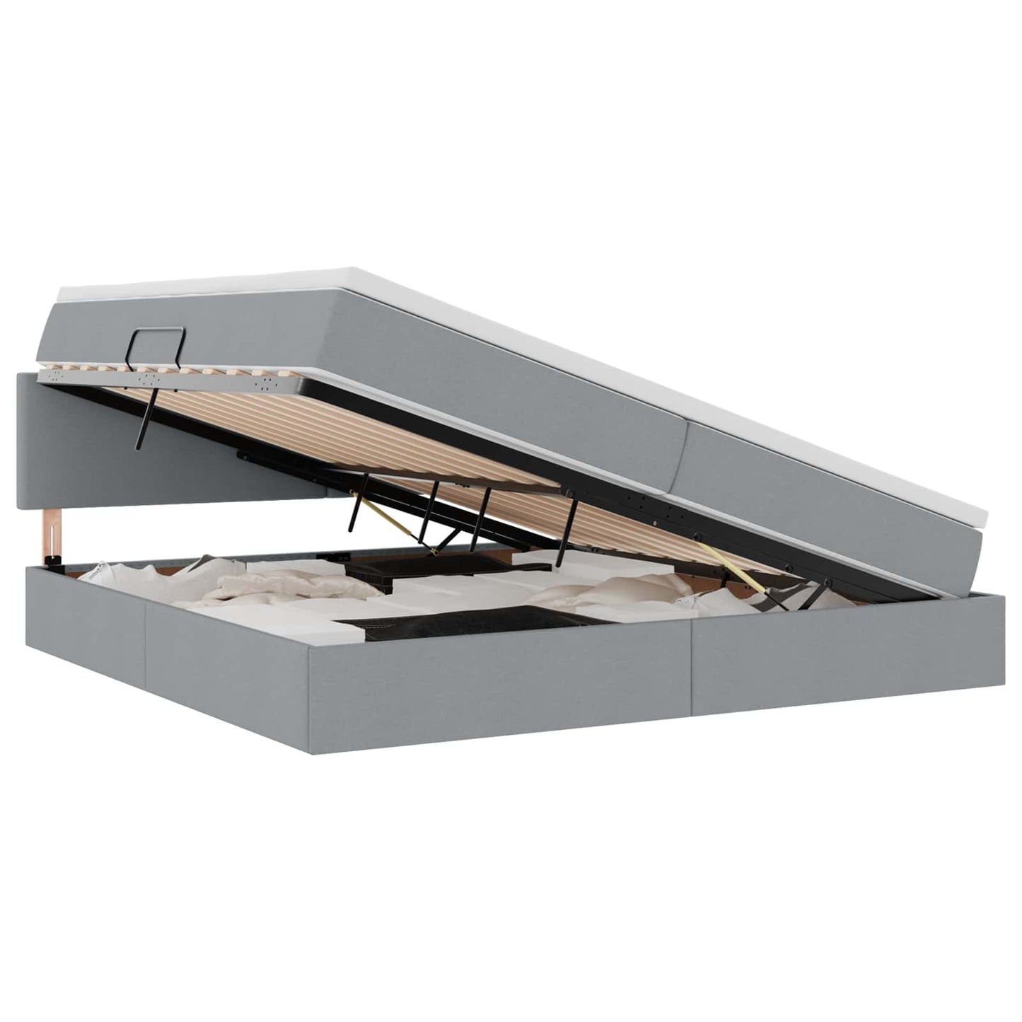 vidaXL Κρεβάτι με αποθηκευτικό χώρο και στρώμα με στρώμα Ανοιχτό γκρι