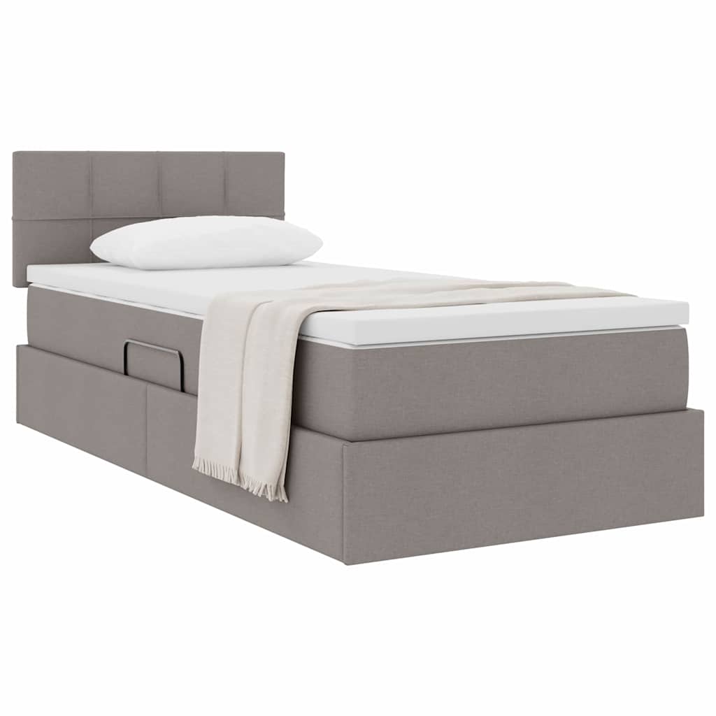 vidaXL Κρεβάτι με αποθηκευτικό χώρο και στρώμα Taupe 90 x 190 cm