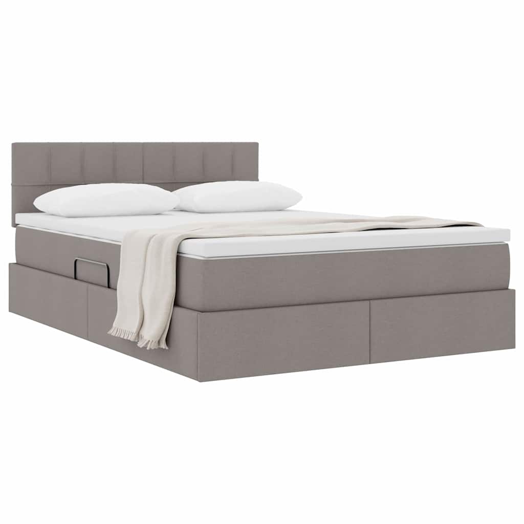 vidaXL Κρεβάτι με αποθηκευτικό χώρο και στρώμα Taupe 120 x 200 cm
