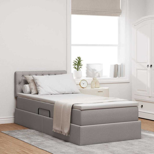 vidaXL Κρεβάτι με αποθηκευτικό χώρο και στρώμα Taupe 90 x 200 cm