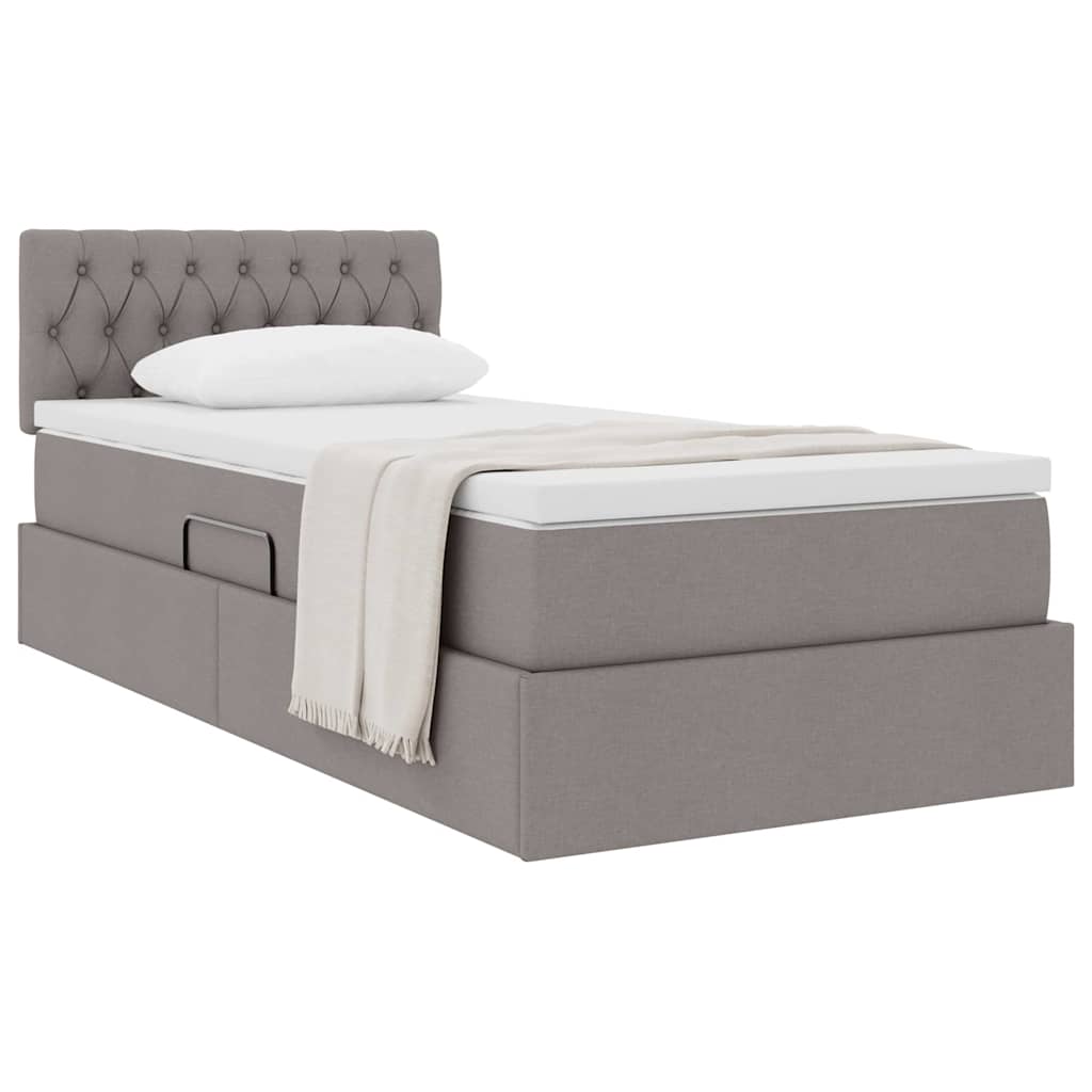 vidaXL Κρεβάτι με αποθηκευτικό χώρο και στρώμα Taupe 90 x 200 cm