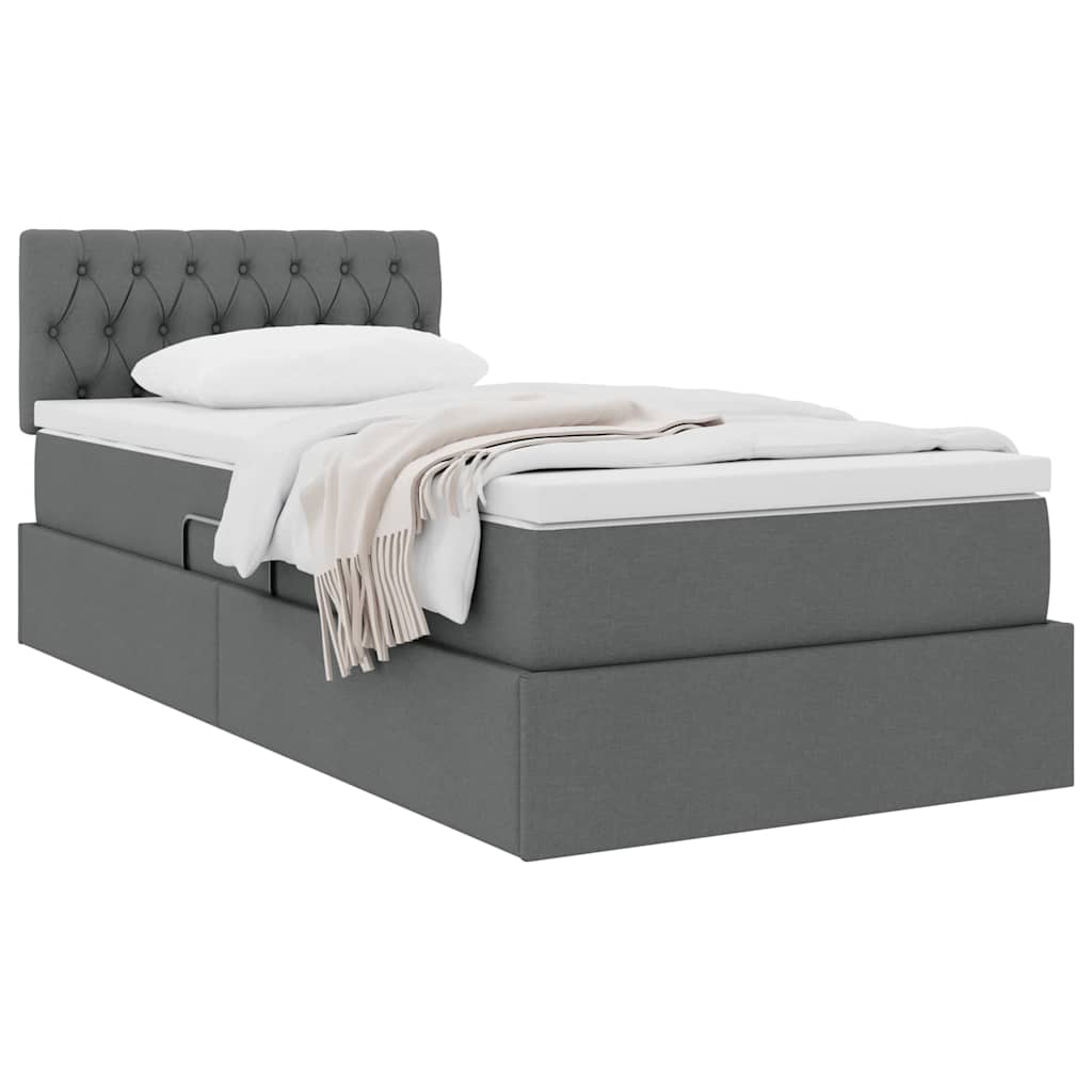 vidaXL Κρεβάτι με αποθηκευτικό χώρο και στρώμα με στρώμα Σκούρο Γκρι
