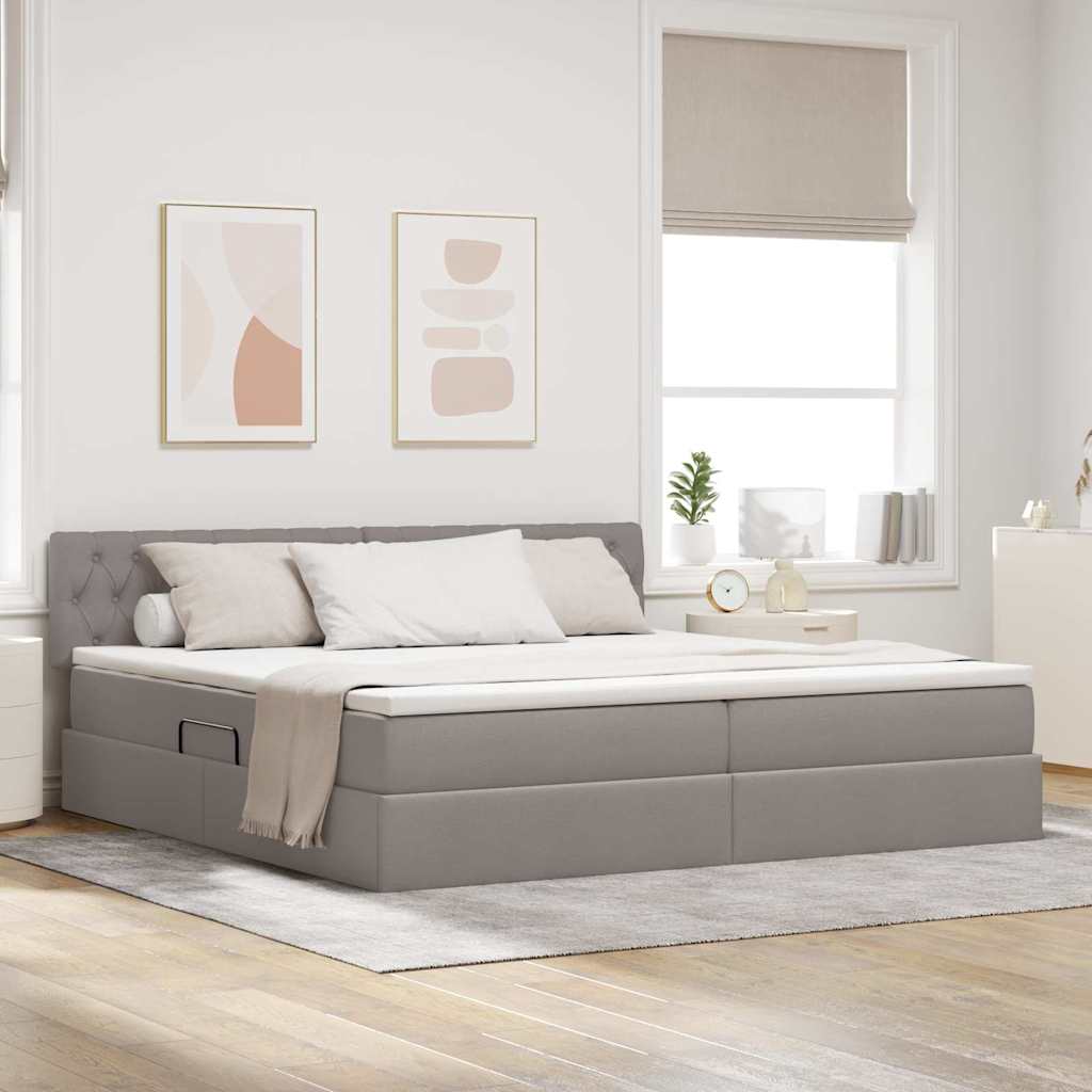 vidaXL Κρεβάτι με αποθηκευτικό χώρο και στρώμα Taupe 200 x 200 cm