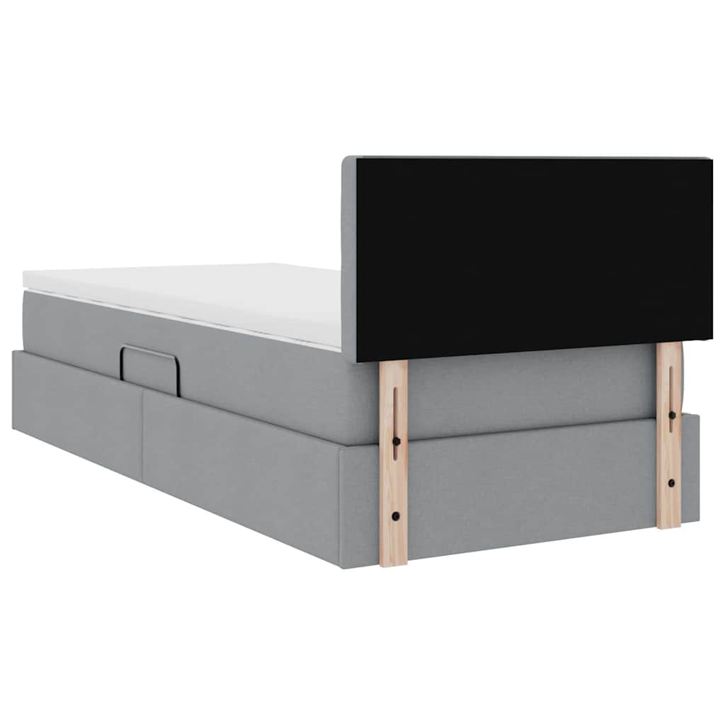 vidaXL Κρεβάτι με αποθηκευτικό χώρο και στρώμα με στρώμα Ανοιχτό γκρι