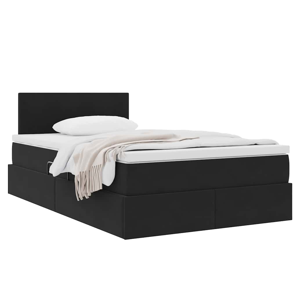 vidaXL Κρεβάτι Αποθήκης με στρώμα Μαύρο 120 x 200 cm Βελούδο