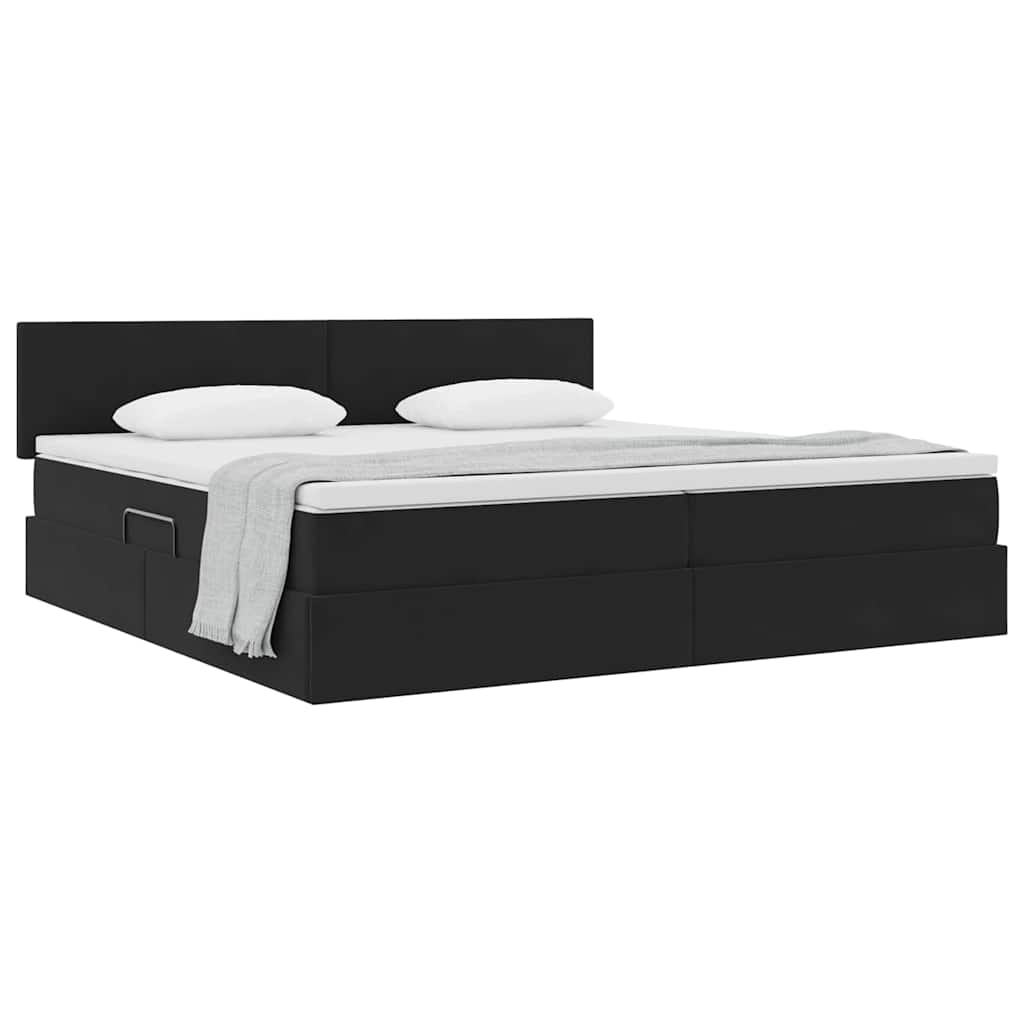 vidaXL Κρεβάτι Αποθήκης με στρώμα Μαύρο 200 x 200 cm Βελούδο