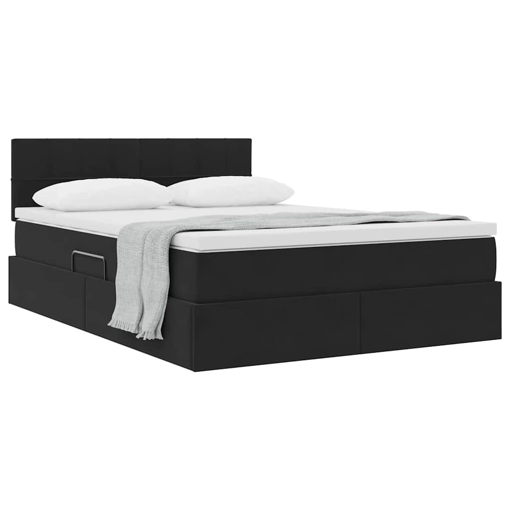 vidaXL Κρεβάτι Αποθήκης με στρώμα Μαύρο 140 x 190 cm Βελούδο