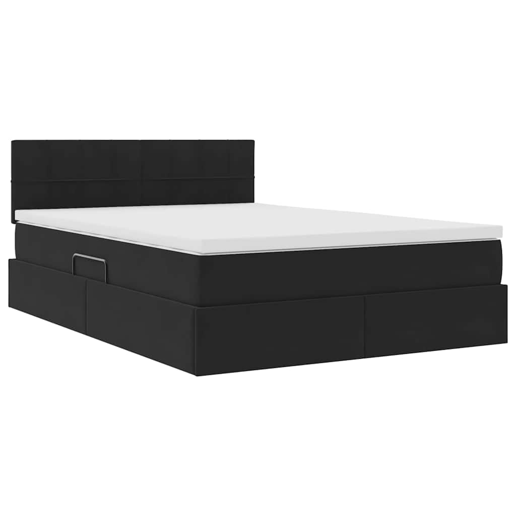 vidaXL Κρεβάτι Αποθήκης με στρώμα Μαύρο 140 x 200 cm Βελούδο