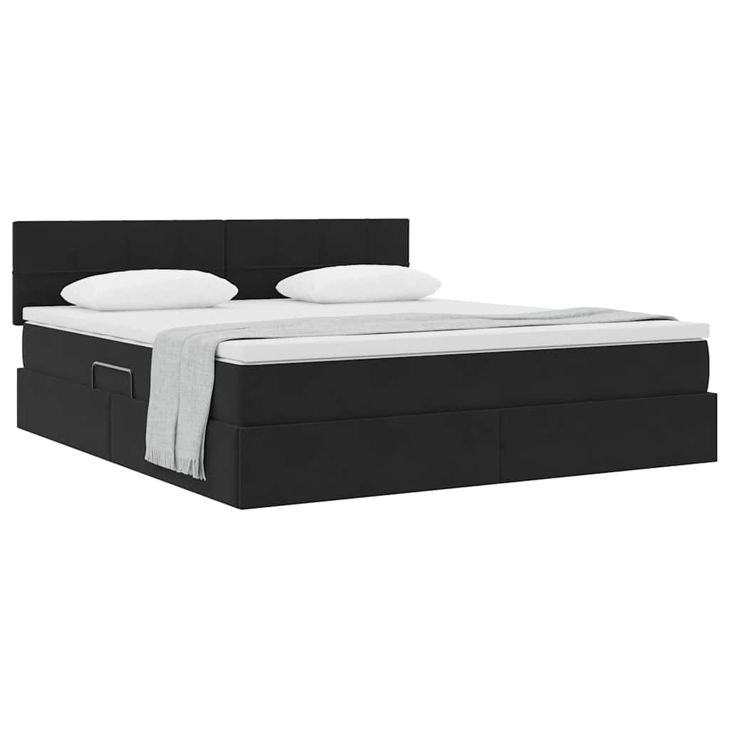 vidaXL Κρεβάτι Αποθήκης με στρώμα Μαύρο 180 x 200 cm Βελούδο