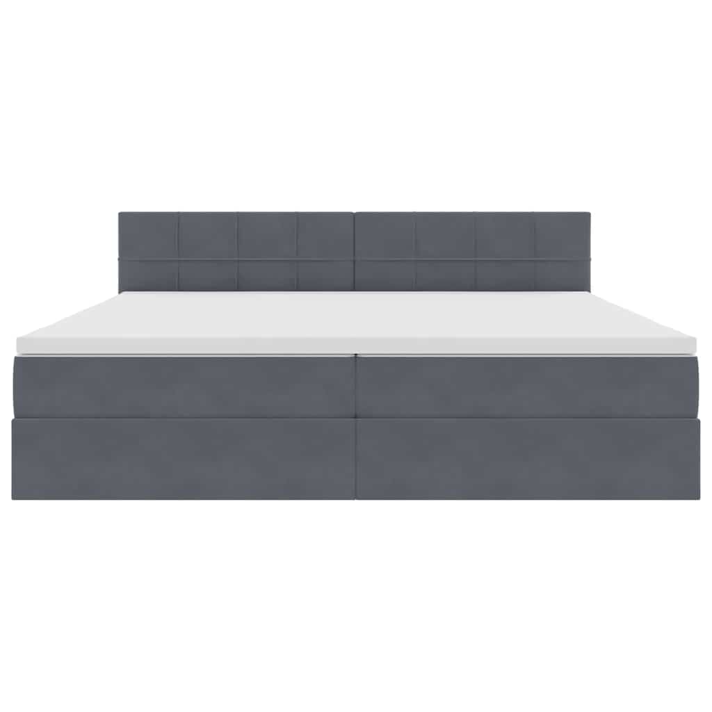 vidaXL Κρεβάτι Αποθήκης με στρώμα Σκούρο Γκρι 200 x 200 cm Βελούδο