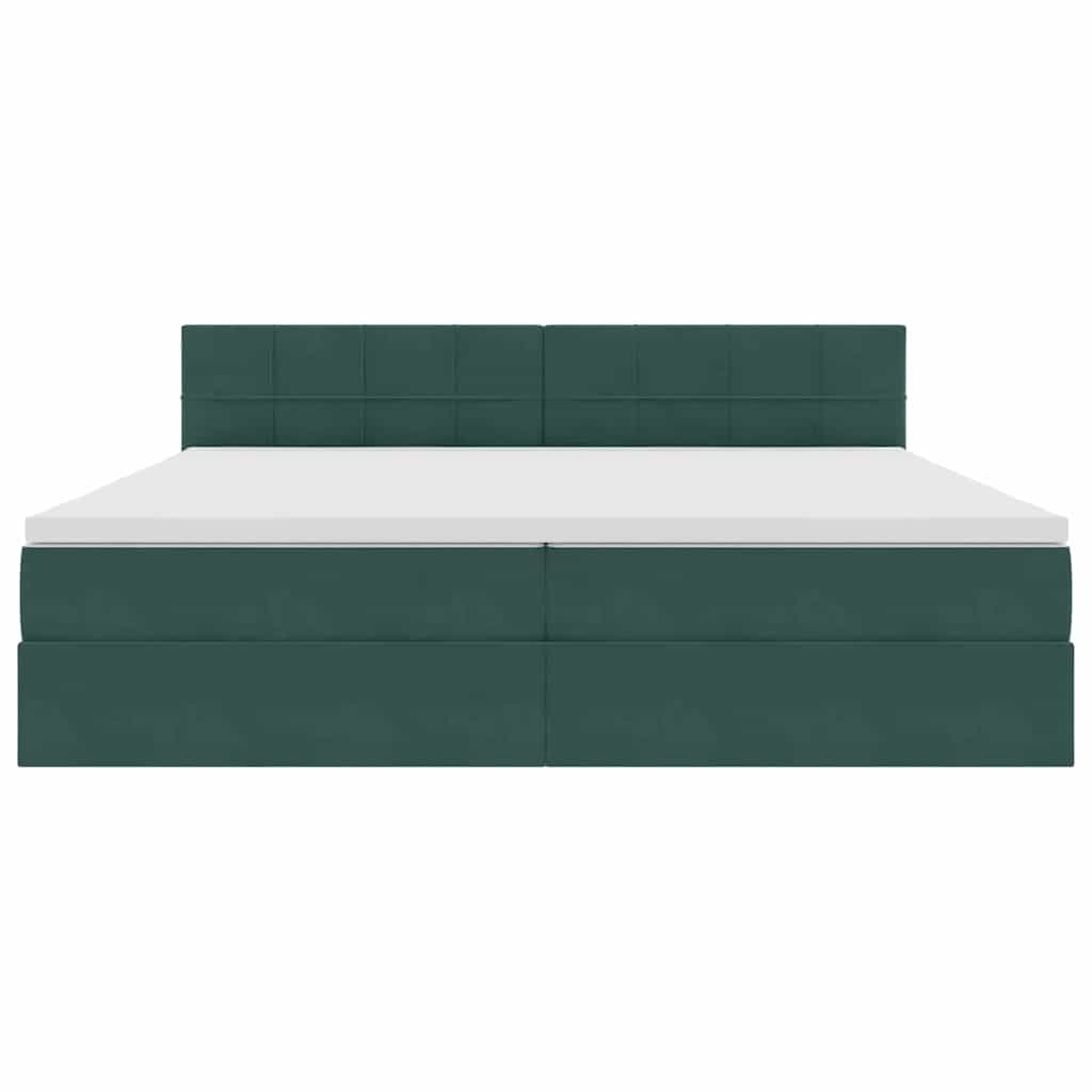 vidaXL Κρεβάτι Αποθήκης Σκούρο Πράσινο 200 x 200 cm Βελούδο