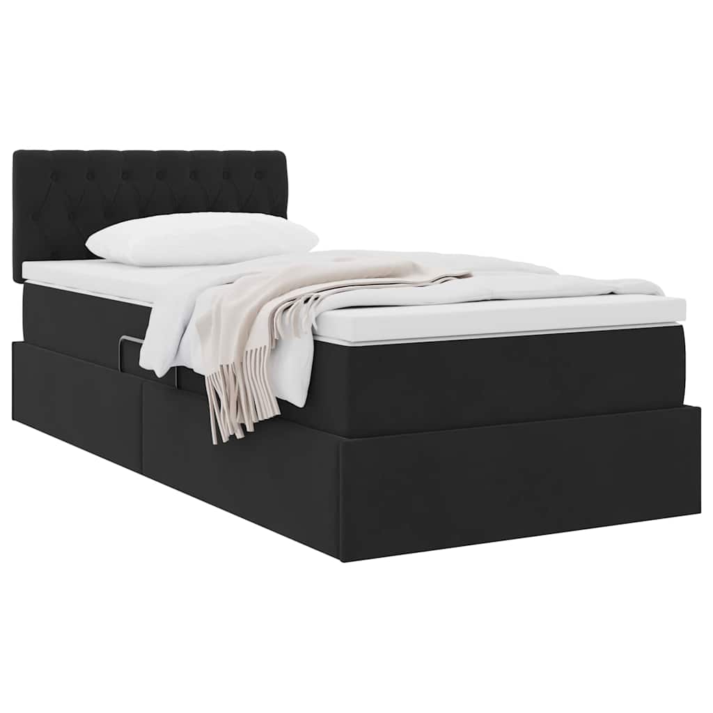 vidaXL Κρεβάτι Αποθήκης με στρώμα Μαύρο 90 x 190 cm Βελούδο