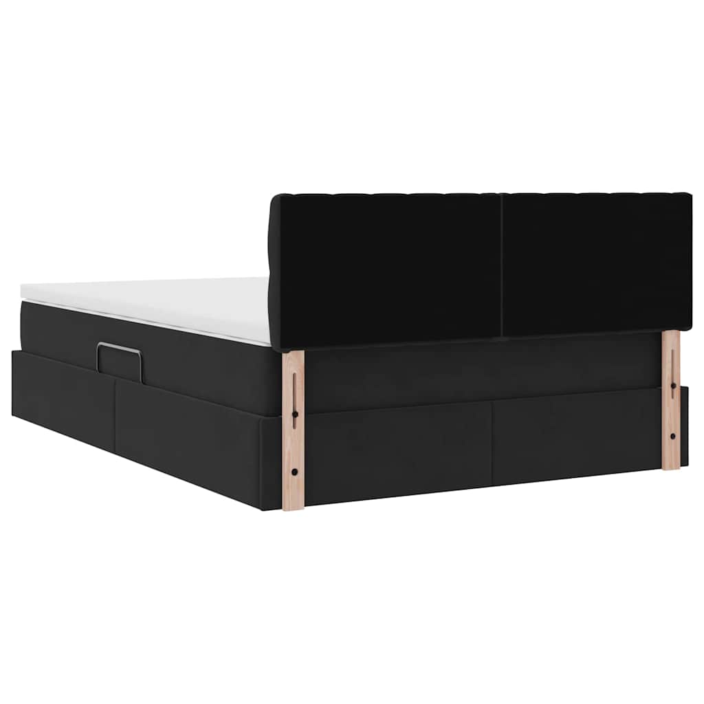 vidaXL Κρεβάτι Αποθήκης με στρώμα Μαύρο 140 x 200 cm Βελούδο