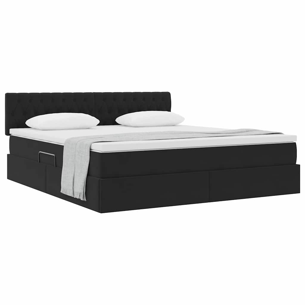 vidaXL Κρεβάτι Αποθήκης με στρώμα Μαύρο 160 x 200 cm Βελούδο