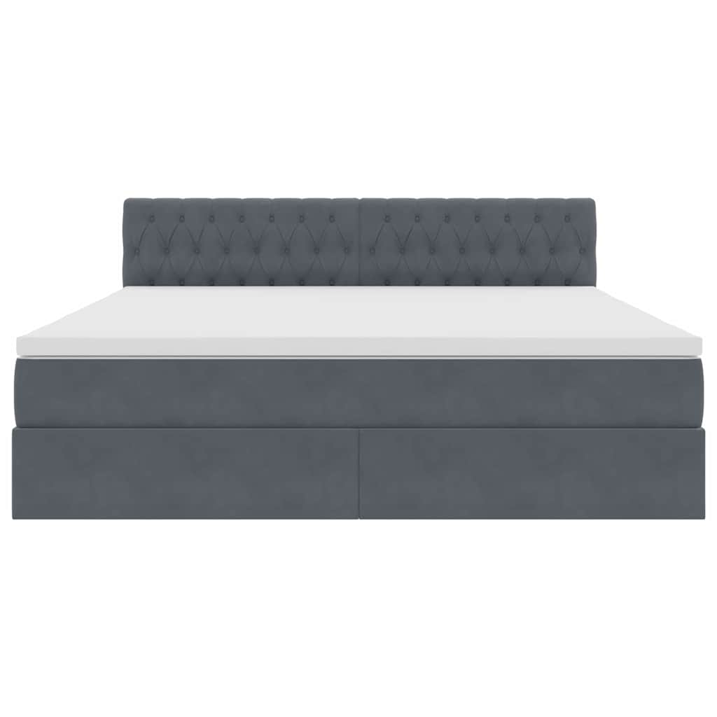 vidaXL Κρεβάτι Αποθήκης με στρώμα Σκούρο Γκρι 180 x 200 cm Βελούδο
