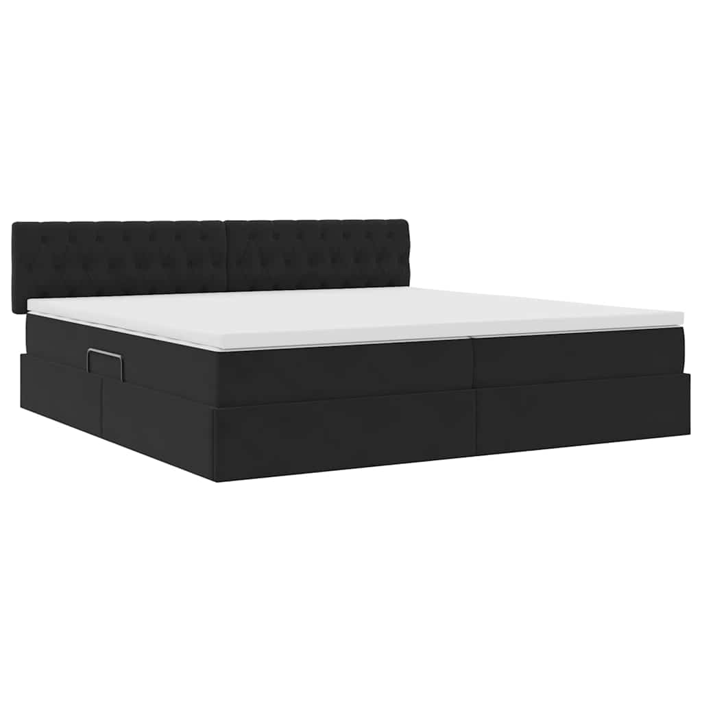 vidaXL Κρεβάτι Αποθήκης με στρώμα Μαύρο 200 x 200 cm Βελούδο
