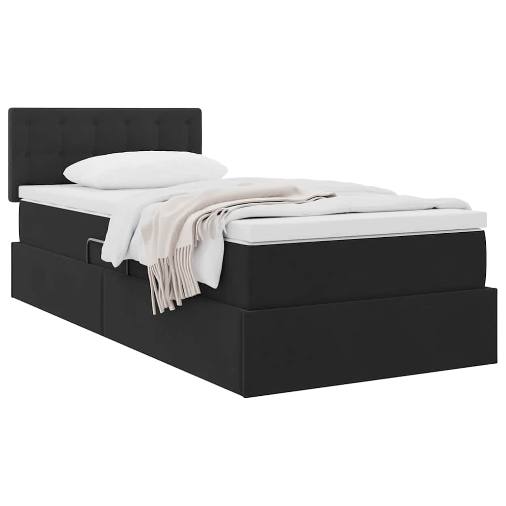 vidaXL Κρεβάτι Αποθήκης με στρώμα Μαύρο 90 x 200 cm Βελούδο