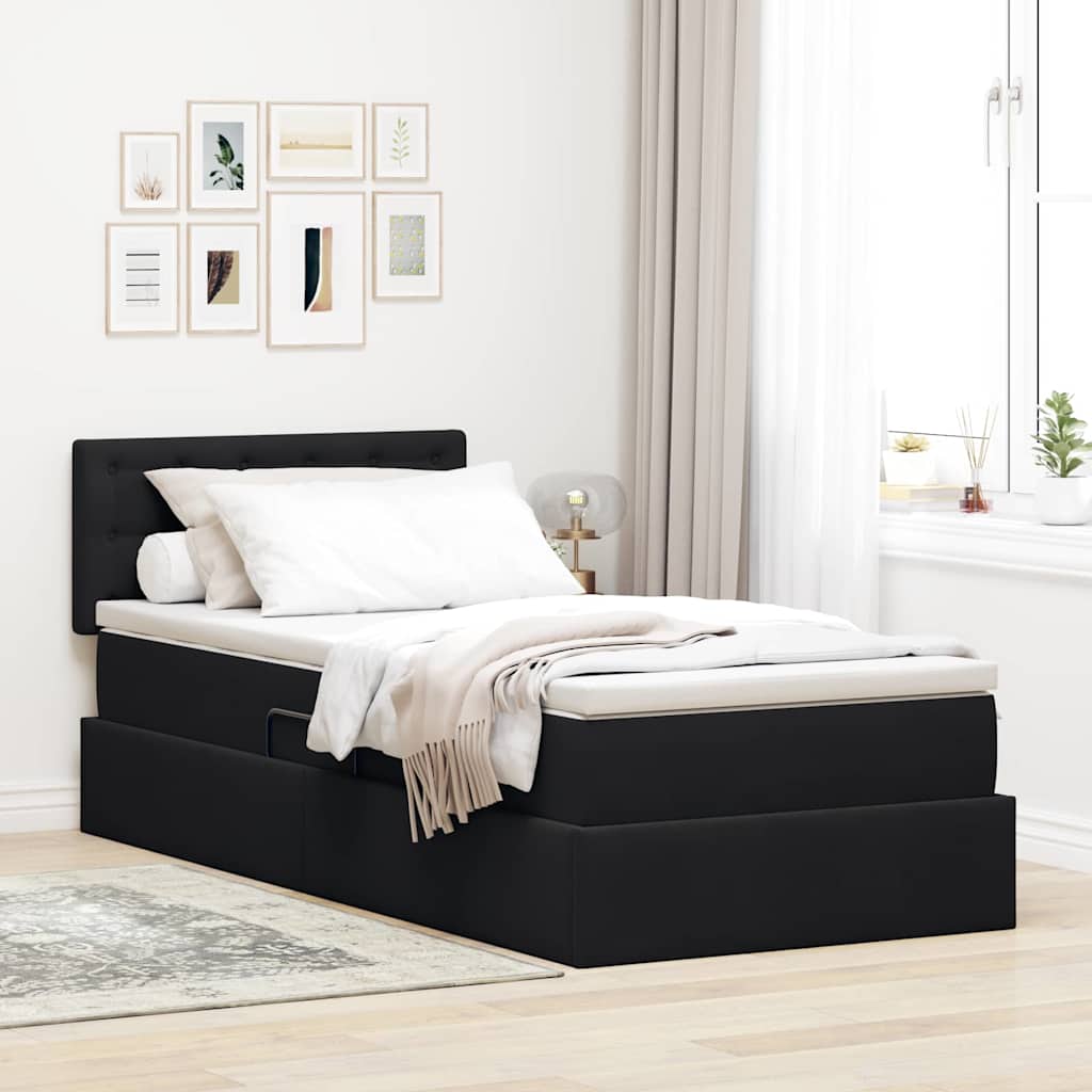vidaXL Κρεβάτι Αποθήκης με στρώμα Μαύρο 100 x 200 cm Βελούδο