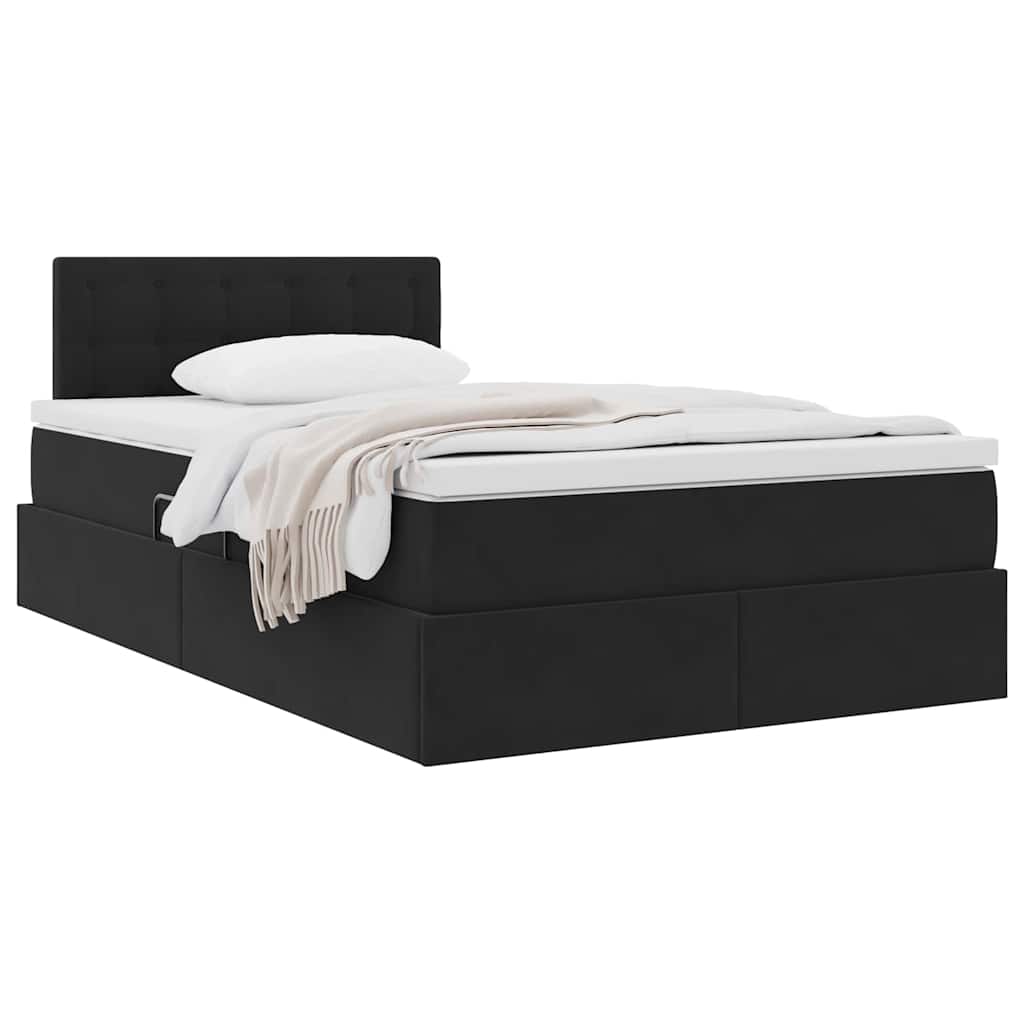 vidaXL Κρεβάτι Αποθήκης με στρώμα Μαύρο 120 x 200 cm Βελούδο