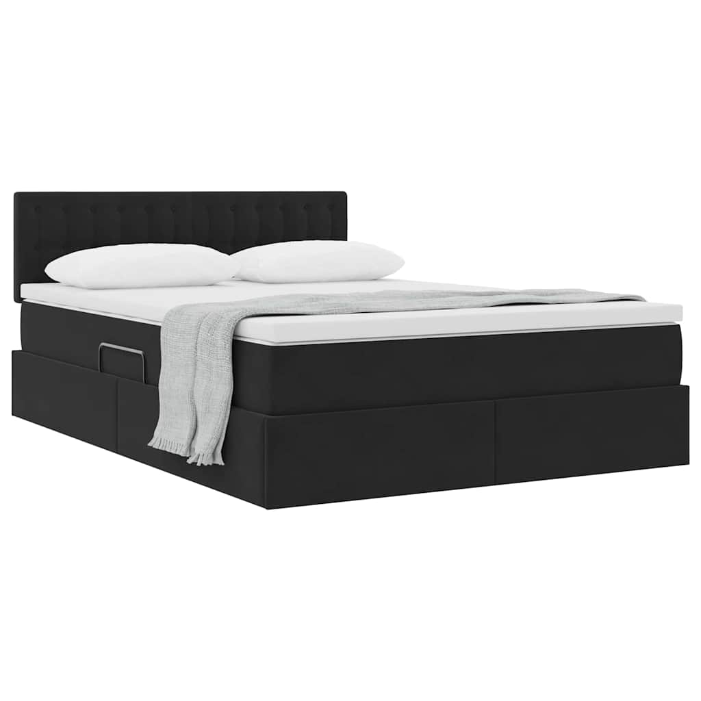 vidaXL Κρεβάτι Αποθήκης με στρώμα Μαύρο 140 x 200 cm Βελούδο