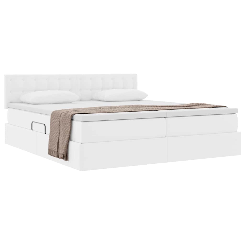 vidaXL Κρεβάτι Αποθήκης Καθαρό Λευκό 180 x 200 cm Τεχνητό Δέρμα