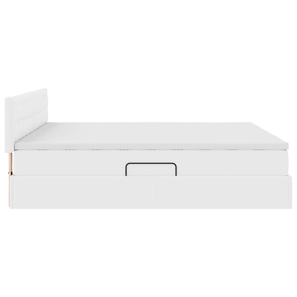 vidaXL Κρεβάτι Αποθήκης Καθαρό Λευκό 200 x 200 cm Τεχνητό Δέρμα