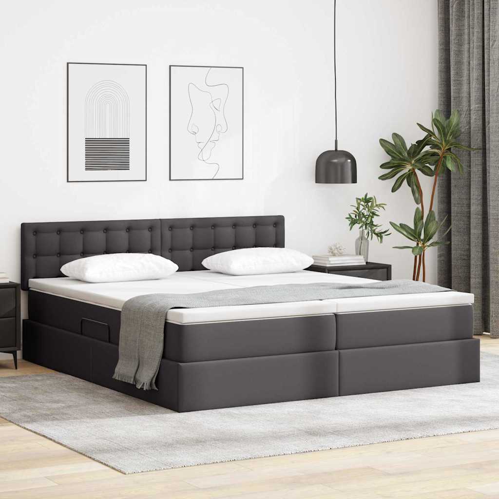 vidaXL Κρεβάτι Αποθήκης με στρώμα Γκρι 200 x 200 cm Τεχνητό Δέρμα