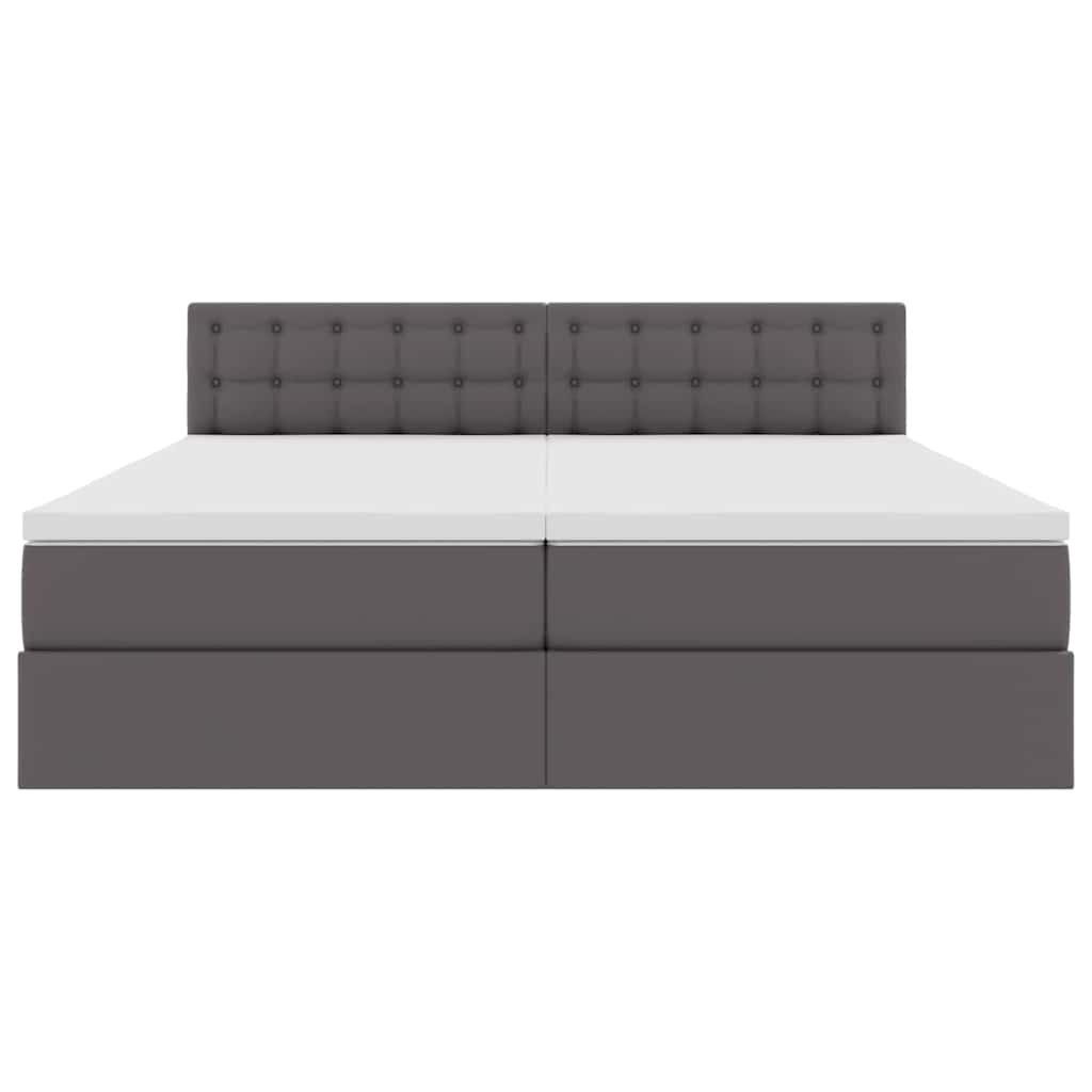 vidaXL Κρεβάτι Αποθήκης με στρώμα Γκρι 200 x 200 cm Τεχνητό Δέρμα