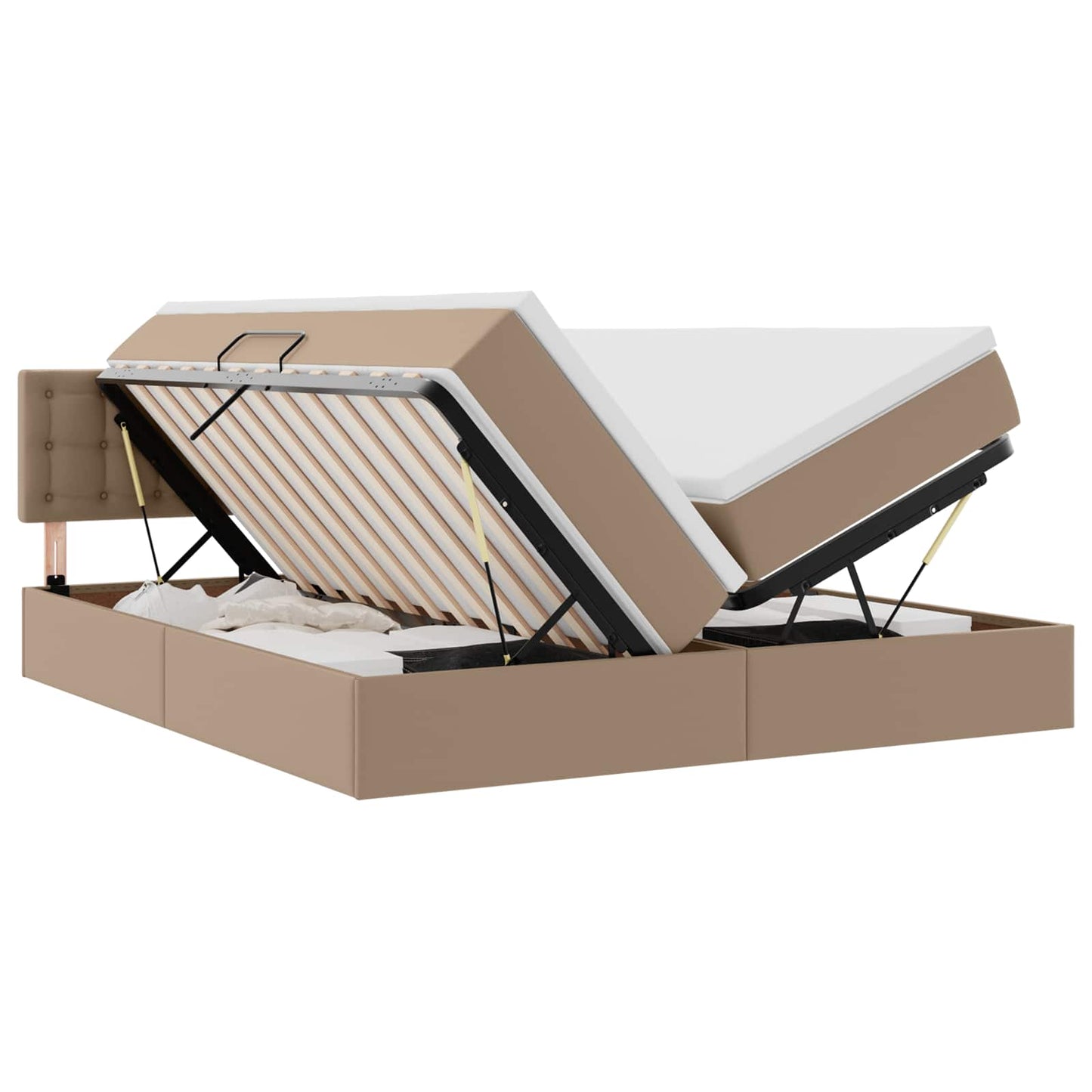 vidaXL Κρεβάτι Αποθήκης Καπουτσίνο 200 x 200 cm Τεχνητό Δέρμα