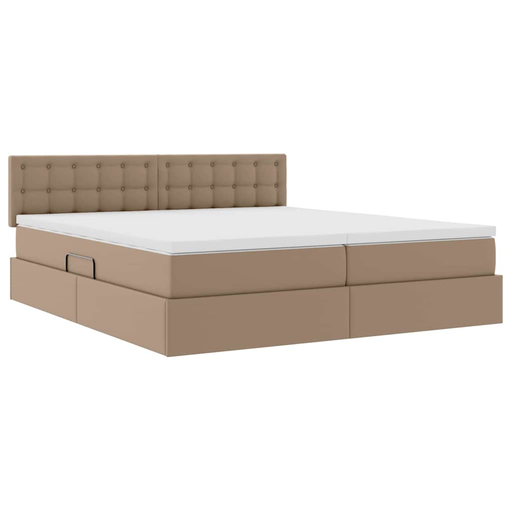 vidaXL Κρεβάτι Αποθήκης Καπουτσίνο 200 x 200 cm Τεχνητό Δέρμα