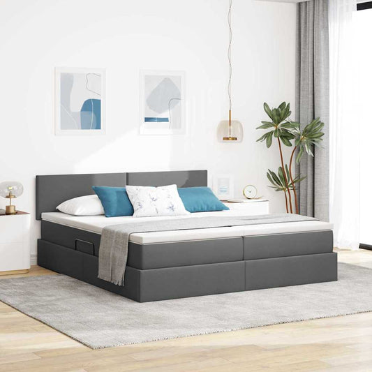 vidaXL Κρεβάτι Αποθήκης Σκούρο Γκρι 180 x 200 cm Τεχνητό Δέρμα